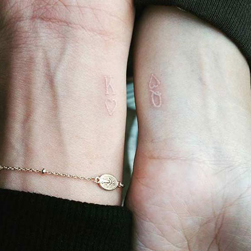 Cool White, Small and Simple King and Queen Tattoos