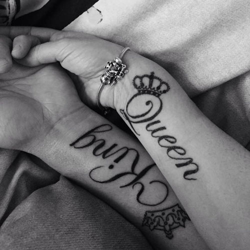 Cute Couples King and Queen Tattoos