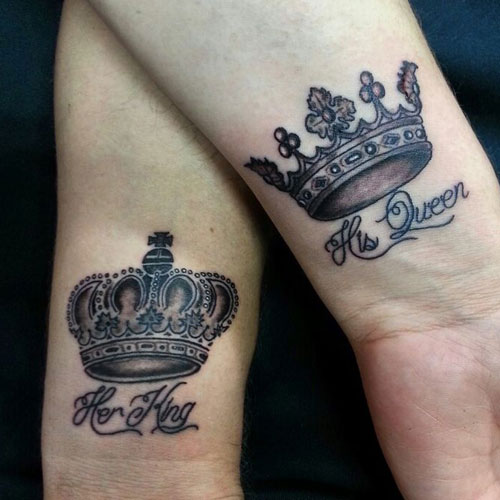Her King His Queen Tattoos on Wrist