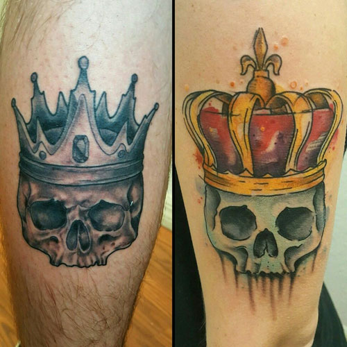 King and Queen Crown and Skull Tattoos