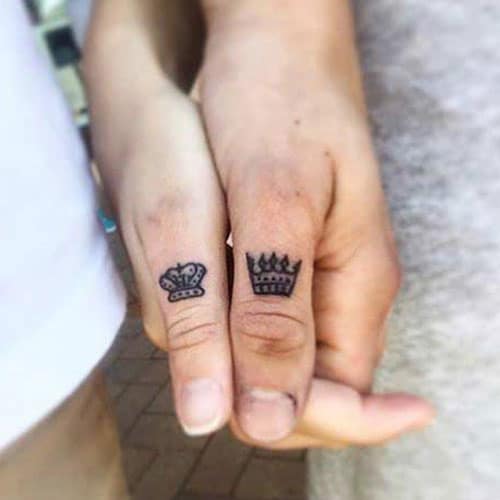 King and Queen Crown Tattoo on Finger