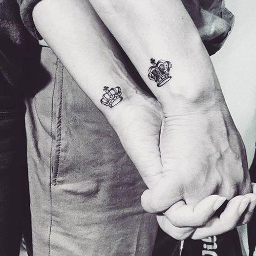 King and Queen Tattoos on Wrist For Couples
