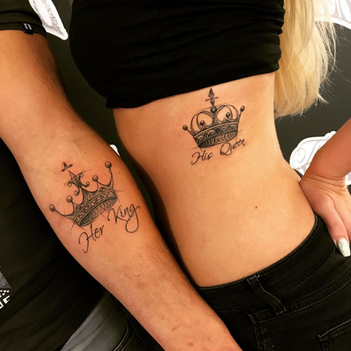 Cool Her King His Queen Tattoo on Side of Body