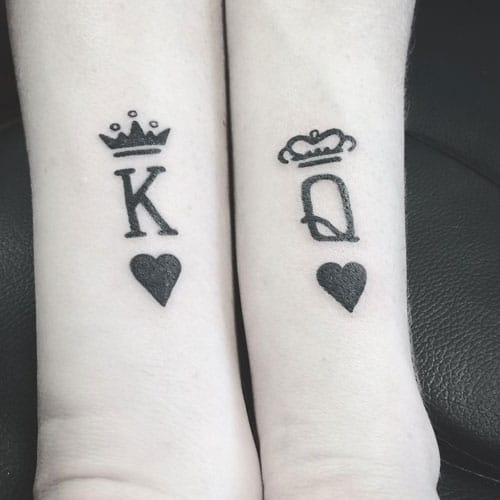 Black King and Queen Tattoos - Hearts with Crowns