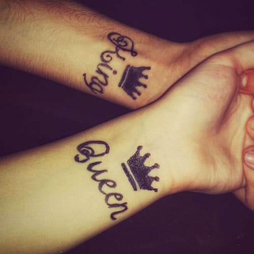 Cool King and Queen Matching Tattoos For Couples