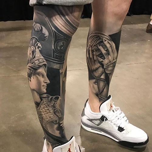 Male Half Leg Sleeve Tattoo Designs