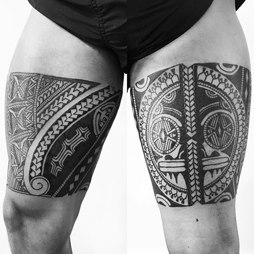 Male Tribal Thigh Tattoo