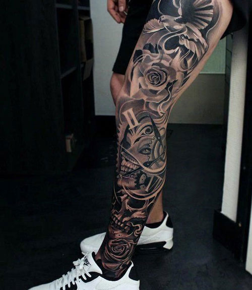 Cool Full Thigh Tattoos For Men