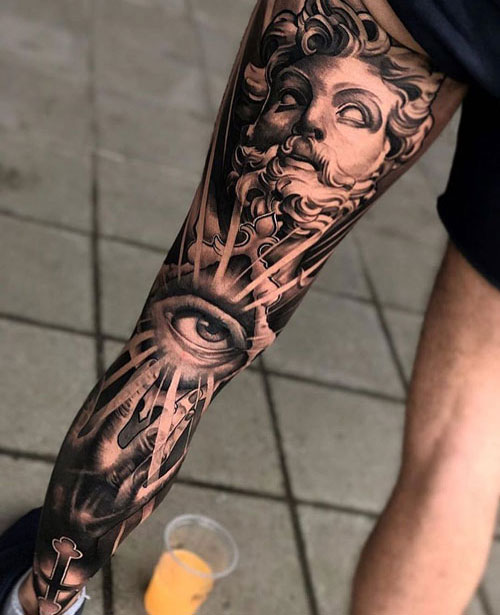 Religious Leg Tattoo