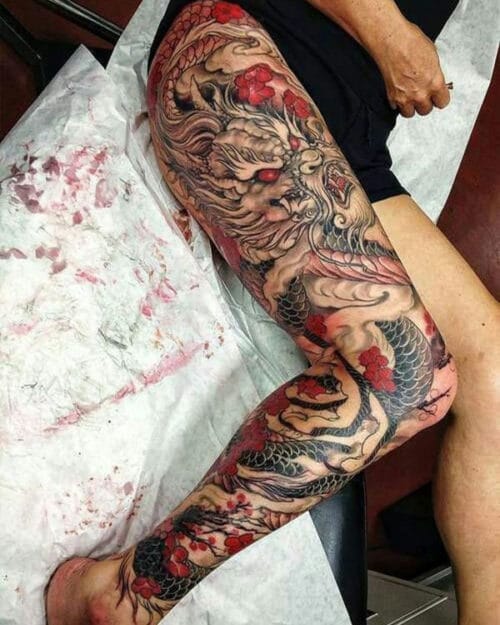 Badass Dragon Leg Tattoo