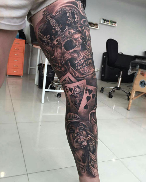 Skull Thigh Tattoos For Men