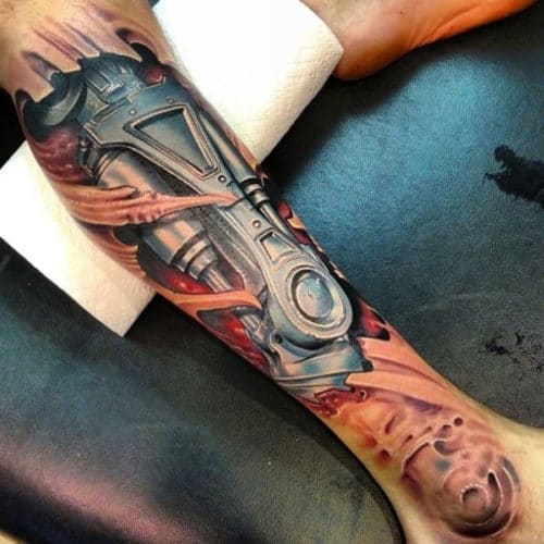 Cool Full Sleeve Bionic Leg Tattoos For Men