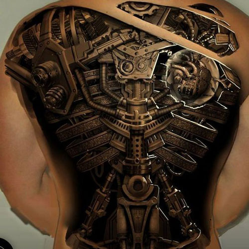 Mechanic Tattoos On Back For Men