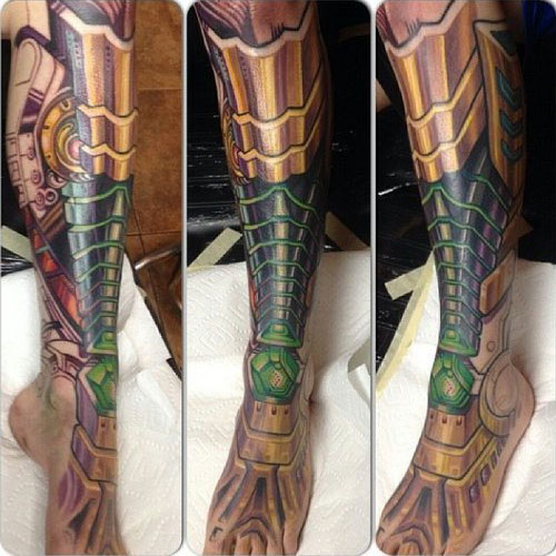 Full Leg Sleeve Biomechanical Tattoo