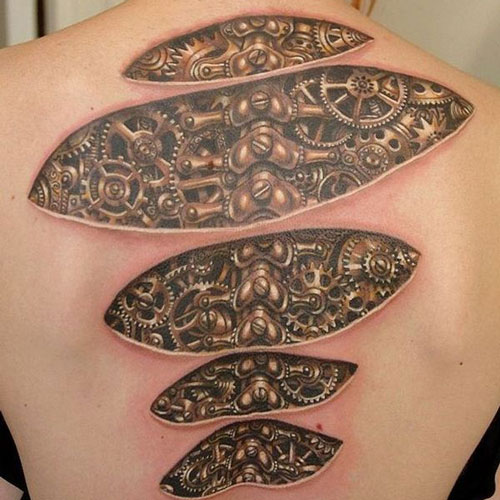 Ripped Skin Biomechanical Tattoo