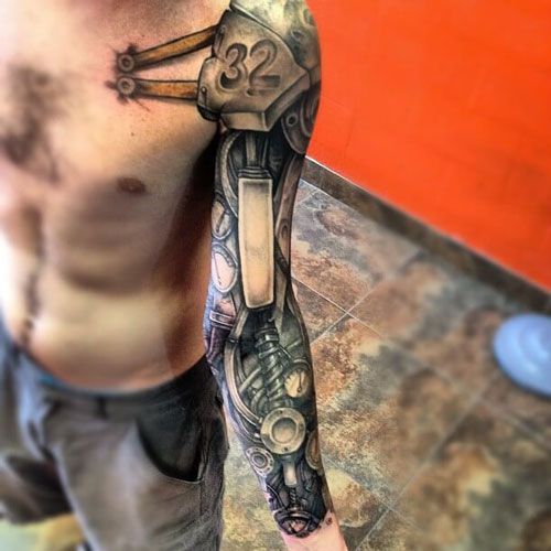 Cool Biomechanical Tattoo Ideas For Men