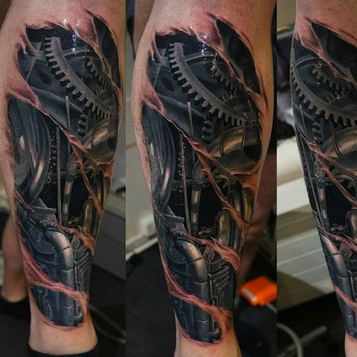 Gear Leg Tattoo