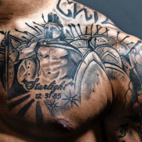 Warrior Chest Tattoo For Guys