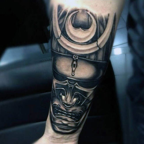 Japanese Samurai Warrior Tattoo on Forearm