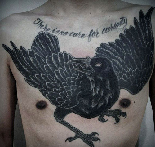 Black Crow Chest Tattoo