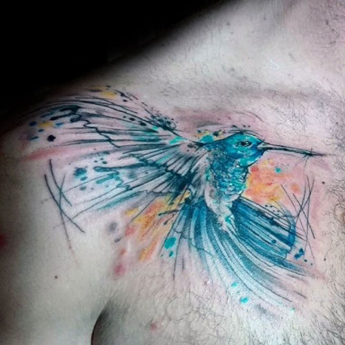 Watercolor Hummingbird Tattoo