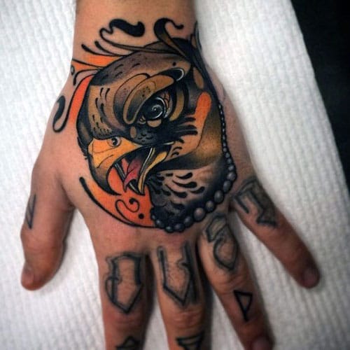 Falcon Hand Tattoo