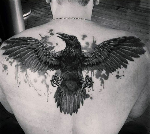 Raven Tattoo For Men with Extended Wings