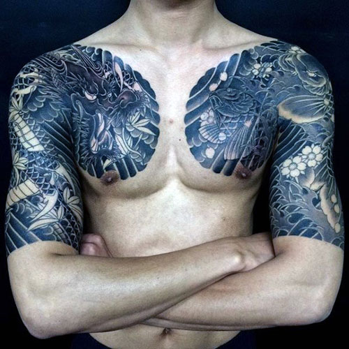 Badass Dragon Chest Tattoo