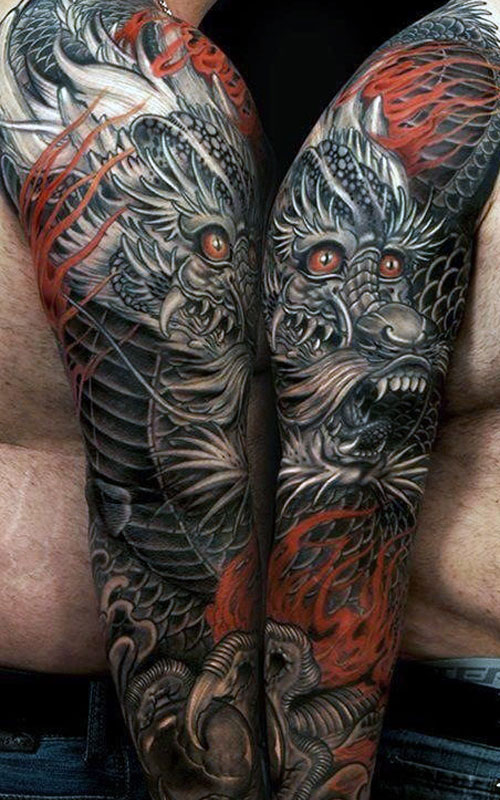 Full Sleeve Dragon Tattoo Designs