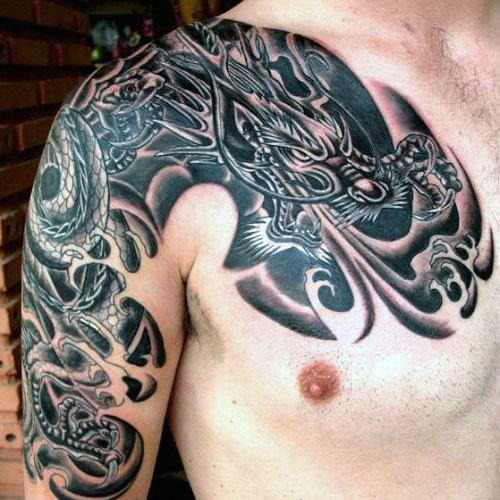 Black Japanese Dragon Tattoo Designs
