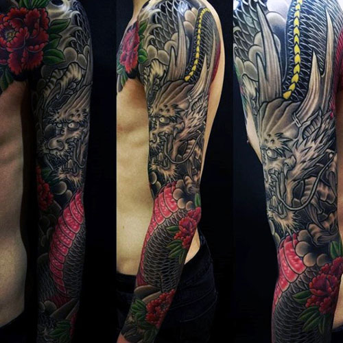 Men's Dragon Sleeve Tattoo Designs