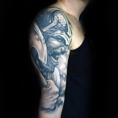3D Warrior Tattoo Designs on Arm