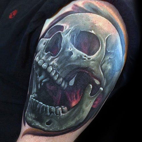 Cool 3D Tattoos on Shoulder and Arm