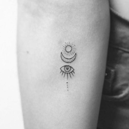 Small Sun and Moon Tattoo