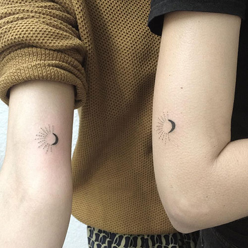 Minimalist Sun and Moon Tattoo