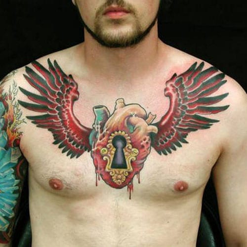 Heart Tattoo On Chest For Guys