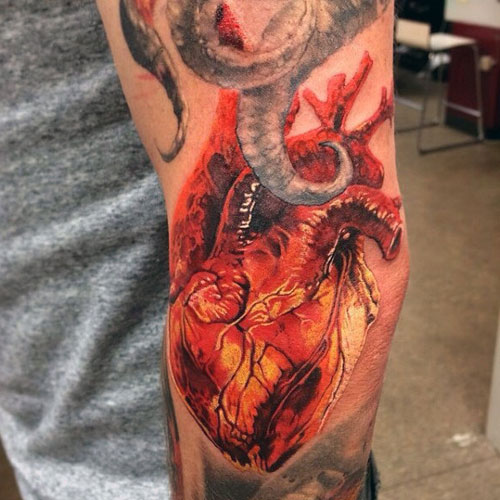 Colorful Heart Tattoos on Arm