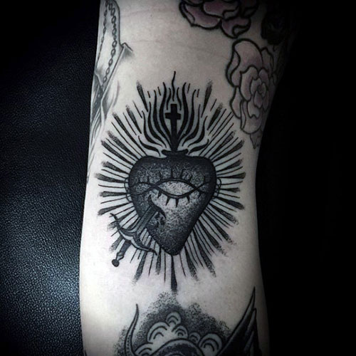 Heart and Cross Tattoo For Men