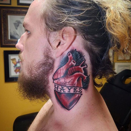 Cool Heart Neck Tattoo