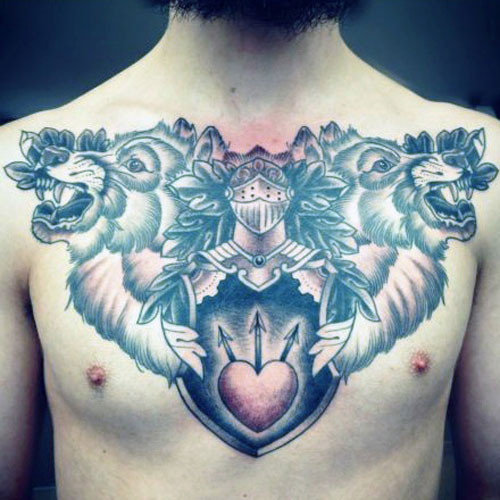 Full Chest Heart Tattoo Designs For Men