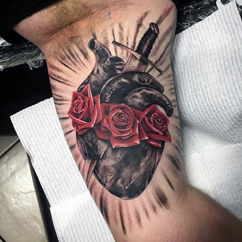 Rose and Heart Tattoos
