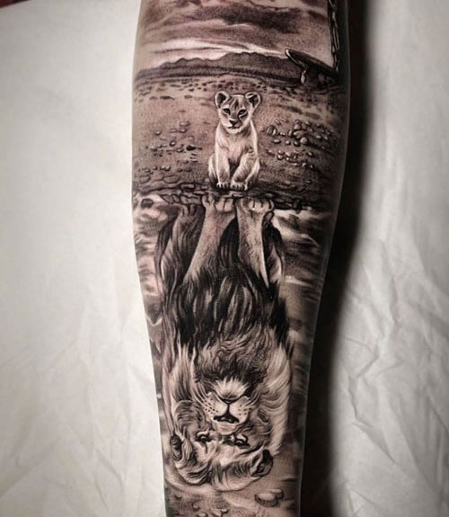 Lion and Cub Tattoo
