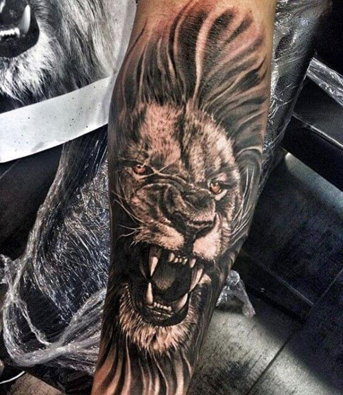 Leo Lion Sleeve Tattoo