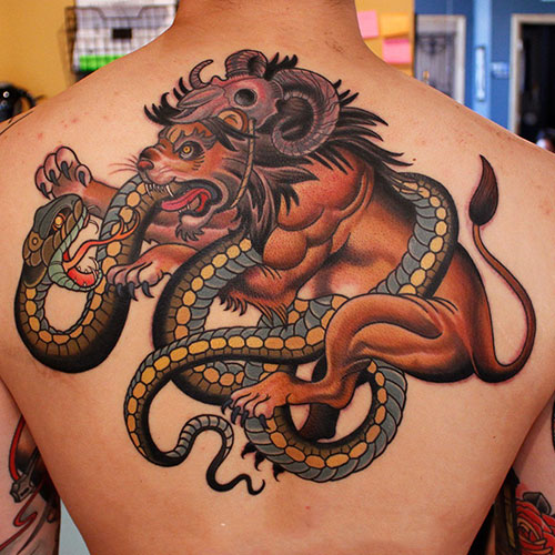 Badass Lion Back Tattoo Designs