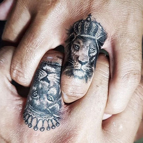 Lion Finger Tattoo