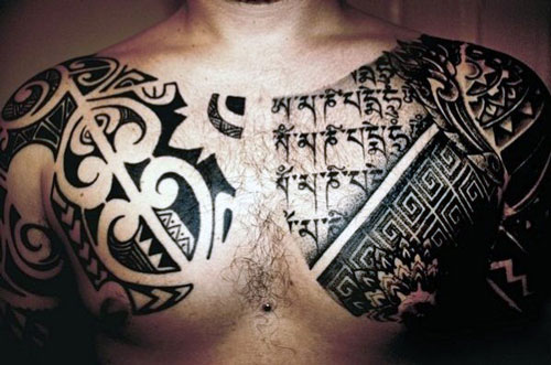 Chest Tribal Tattoo For Men