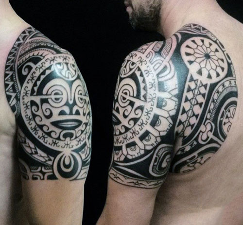 Men's Tribal Shoulder Tattoo