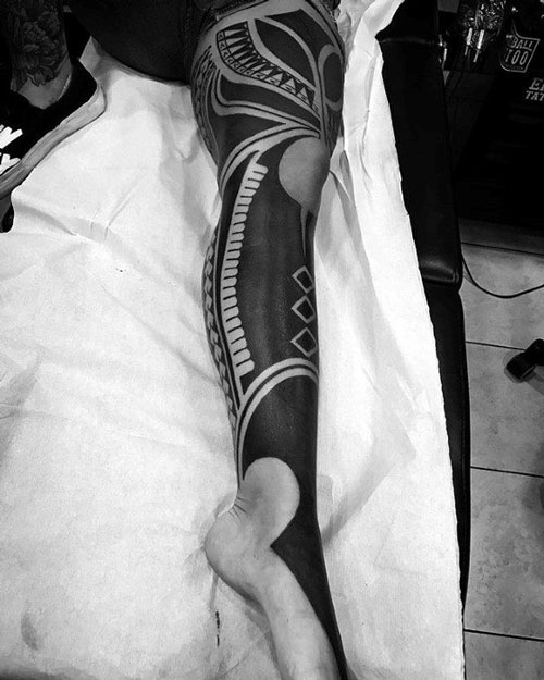 Tribal Leg Tattoo