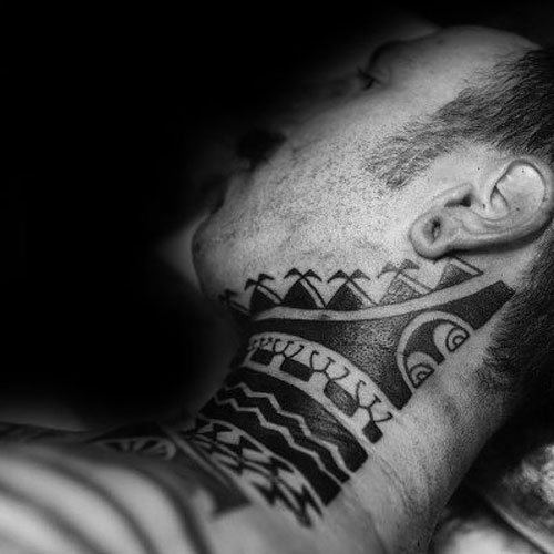 Male Tribal Neck Tattoos