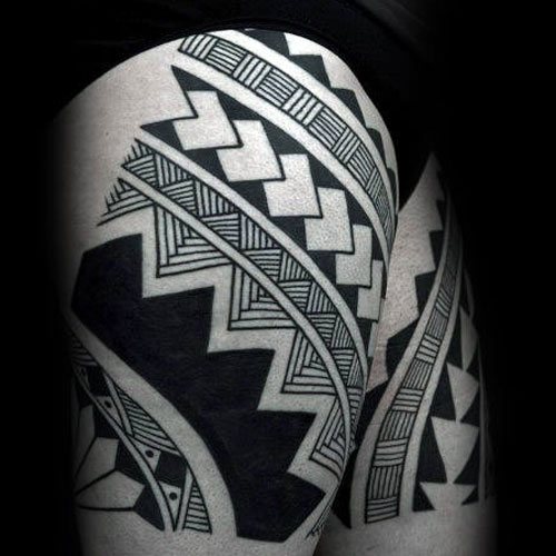 Polynesian Thigh Tattoo